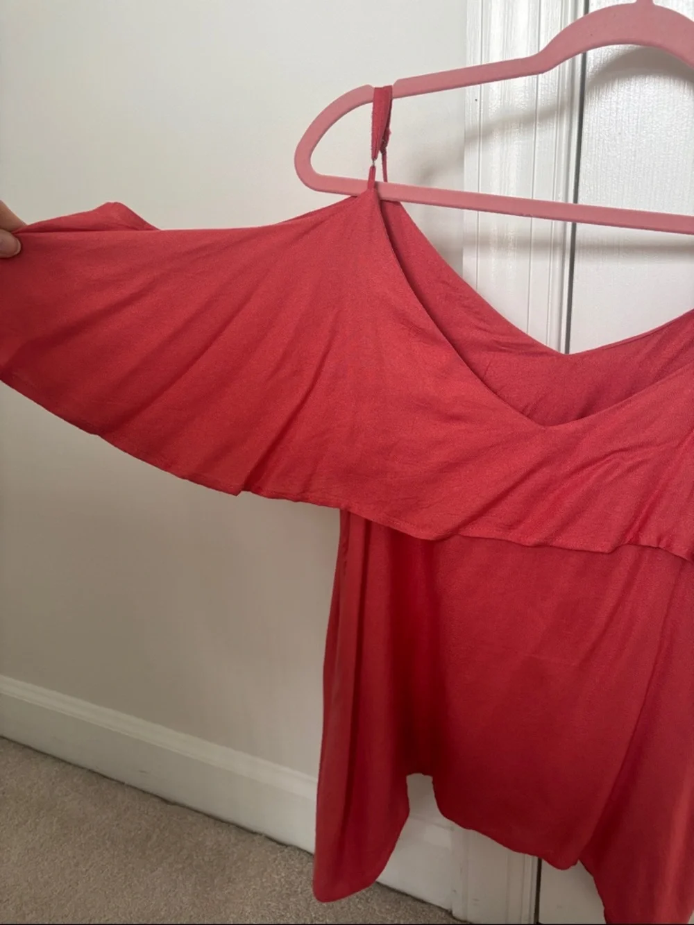 Pink Cold-Shoulder Ruffle Top - Picture 4 of 6